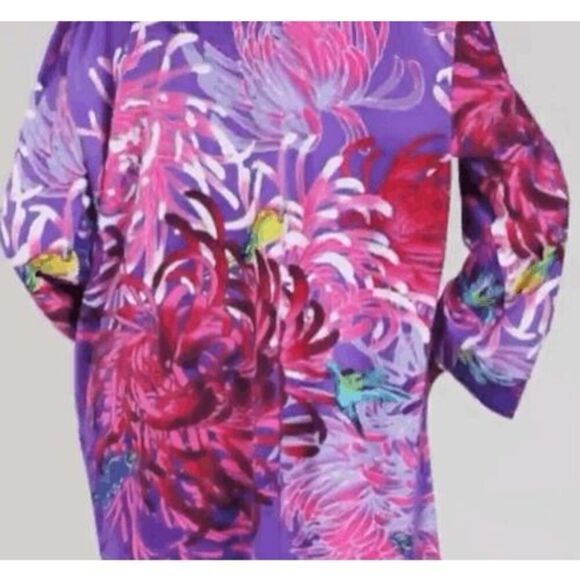 Attitudes by Renee 3X Reg Printed Como Jersey Lounge Duster Purple Paradise NWT - Picture 2 of 3